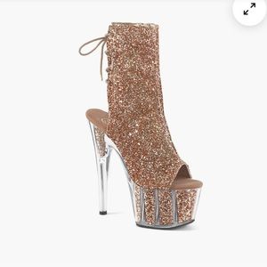 PLEASER ADORE 1018G ROSE GOLD GLITTER ✨ SIZE 7 NEW IN BOX